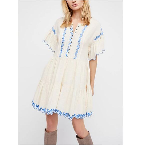Free People Dresses & Skirts - Free People Women's Tea Santiago Embroidered Mini Endless Summer Dress Size M